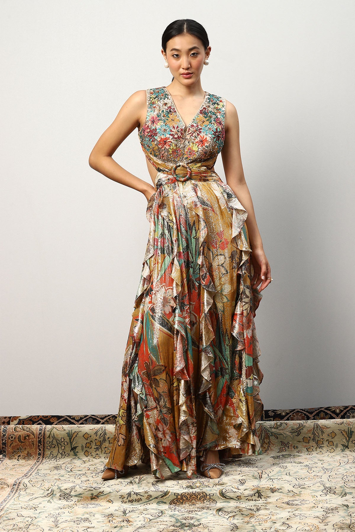Delraaz in Aurelia Ruffled Maxi Dress