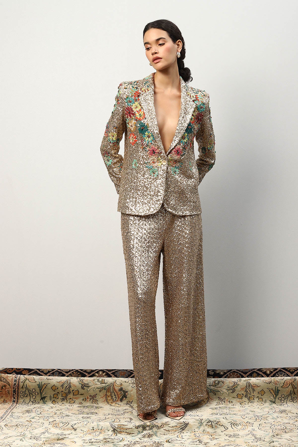 Alish Pekh in Roma 3D Embroidered Sequin Jacket