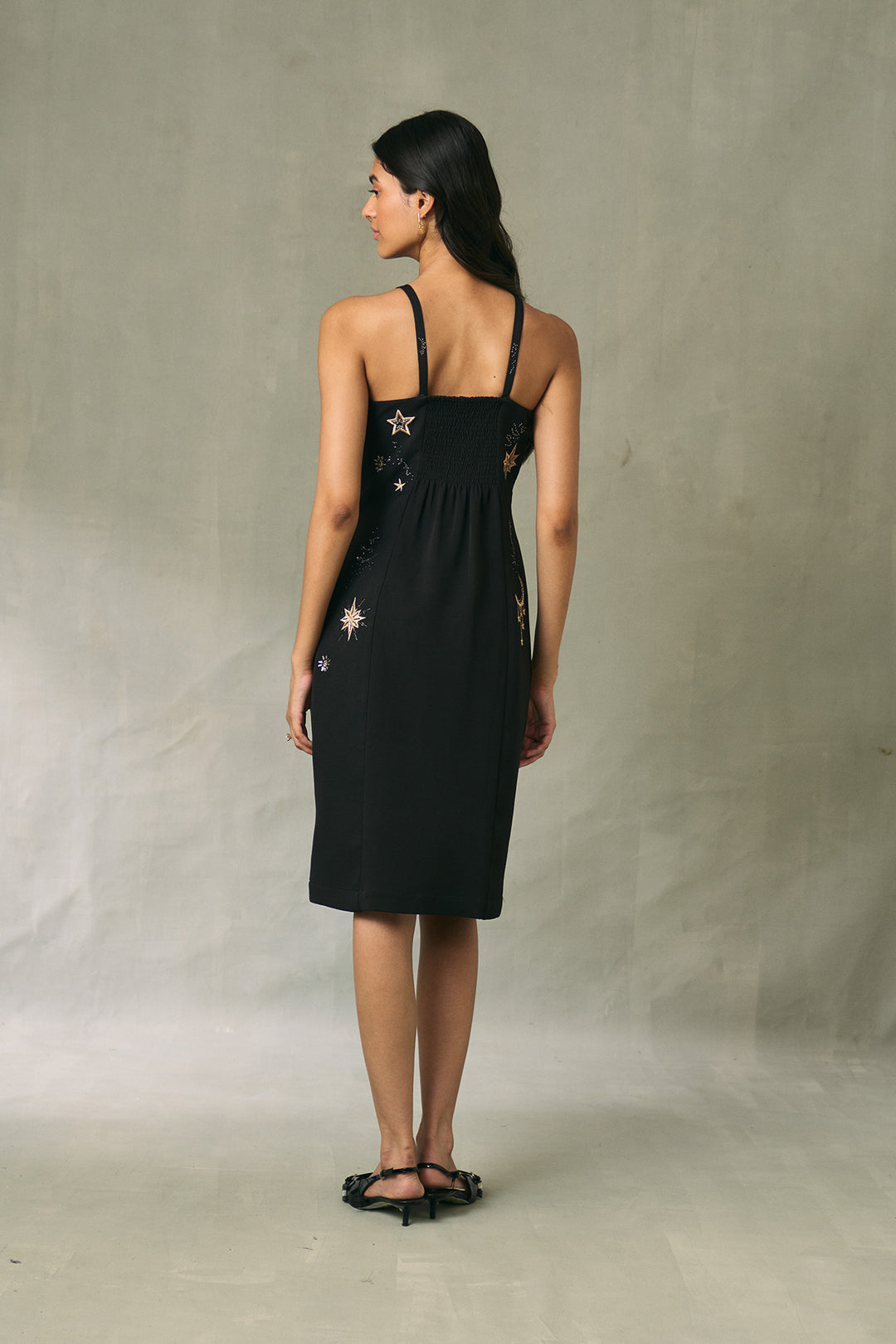 Orlisse Asymmetric Draped MIDI Dress