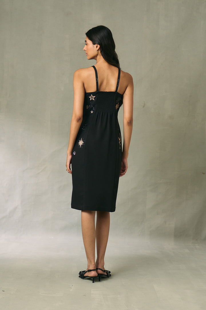 Orlisse Asymmetric Draped MIDI Dress