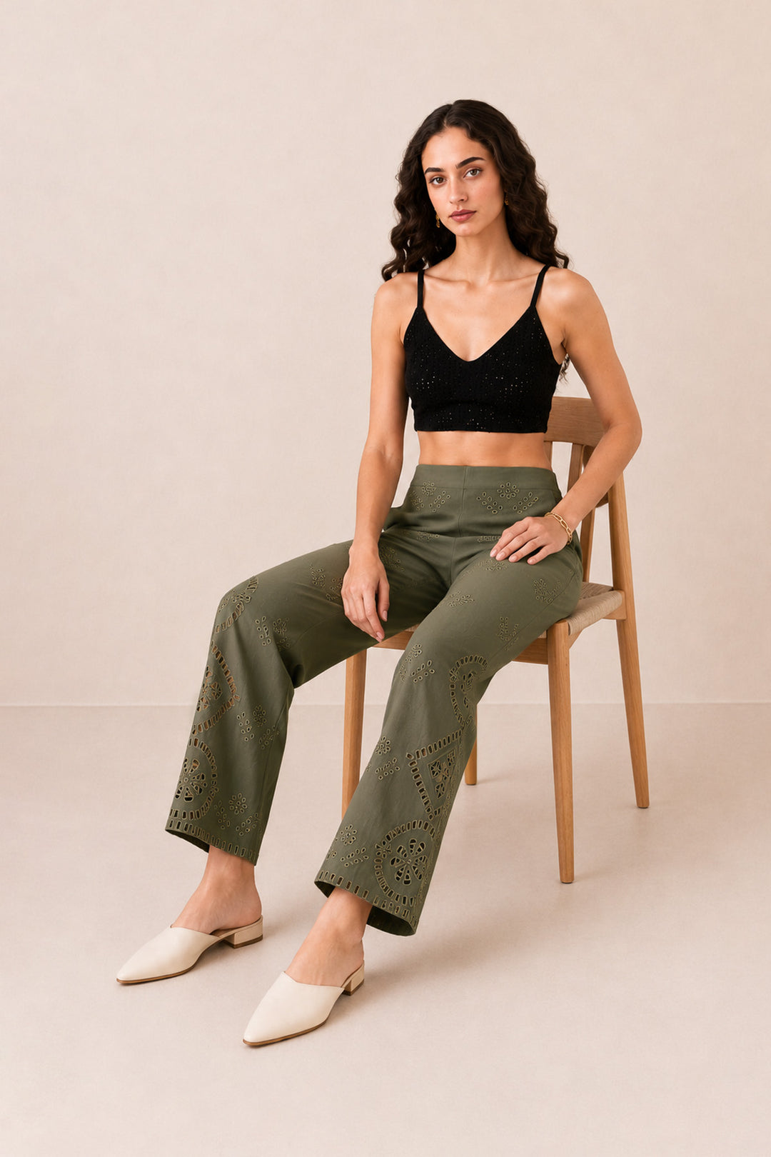 Avel Olive Lace Pants