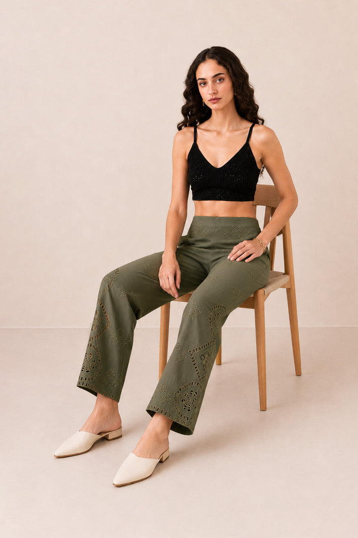 Avel Olive Lace Pants