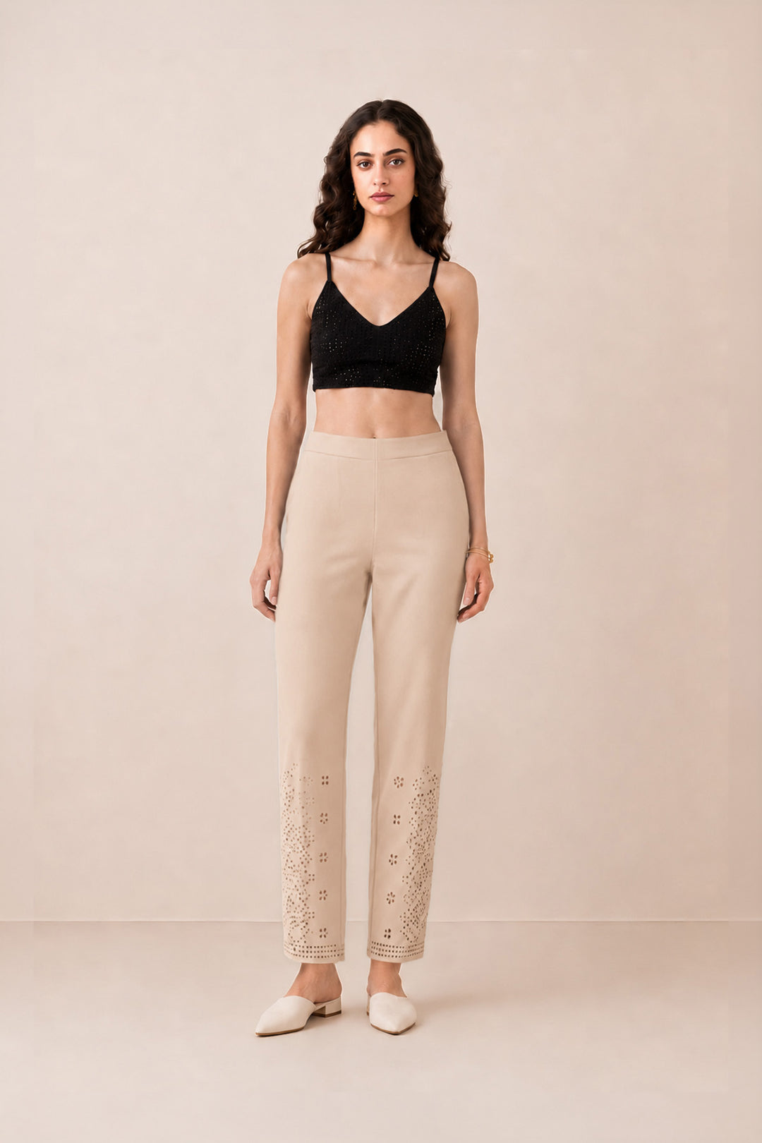 Yuna Beige Lace Pants