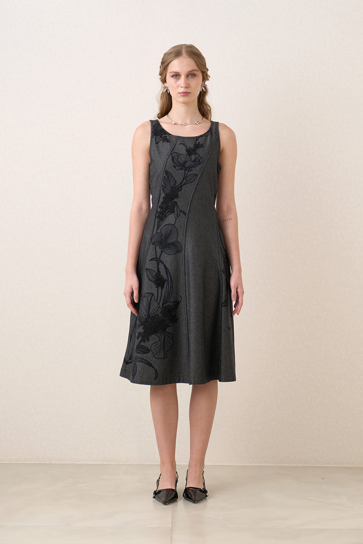 Caspia Boat Neck Panel Midi Dress