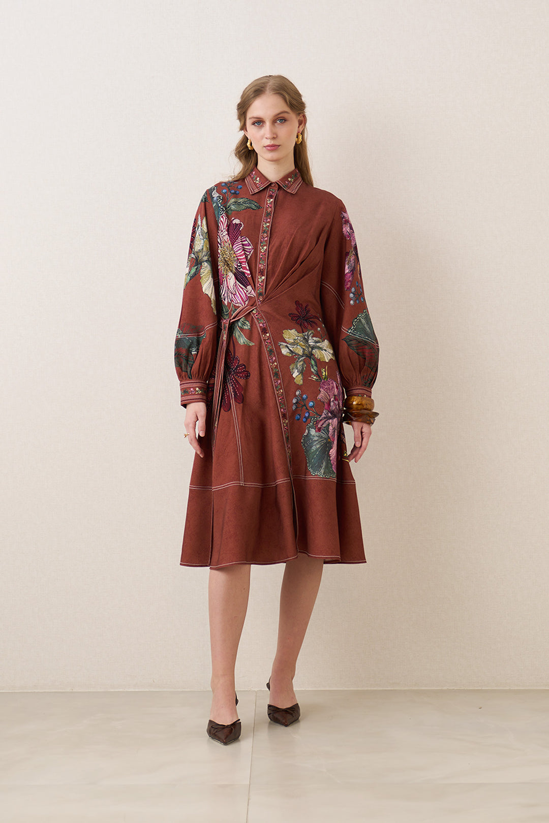 Hollis Wrap Tie Midi Dress