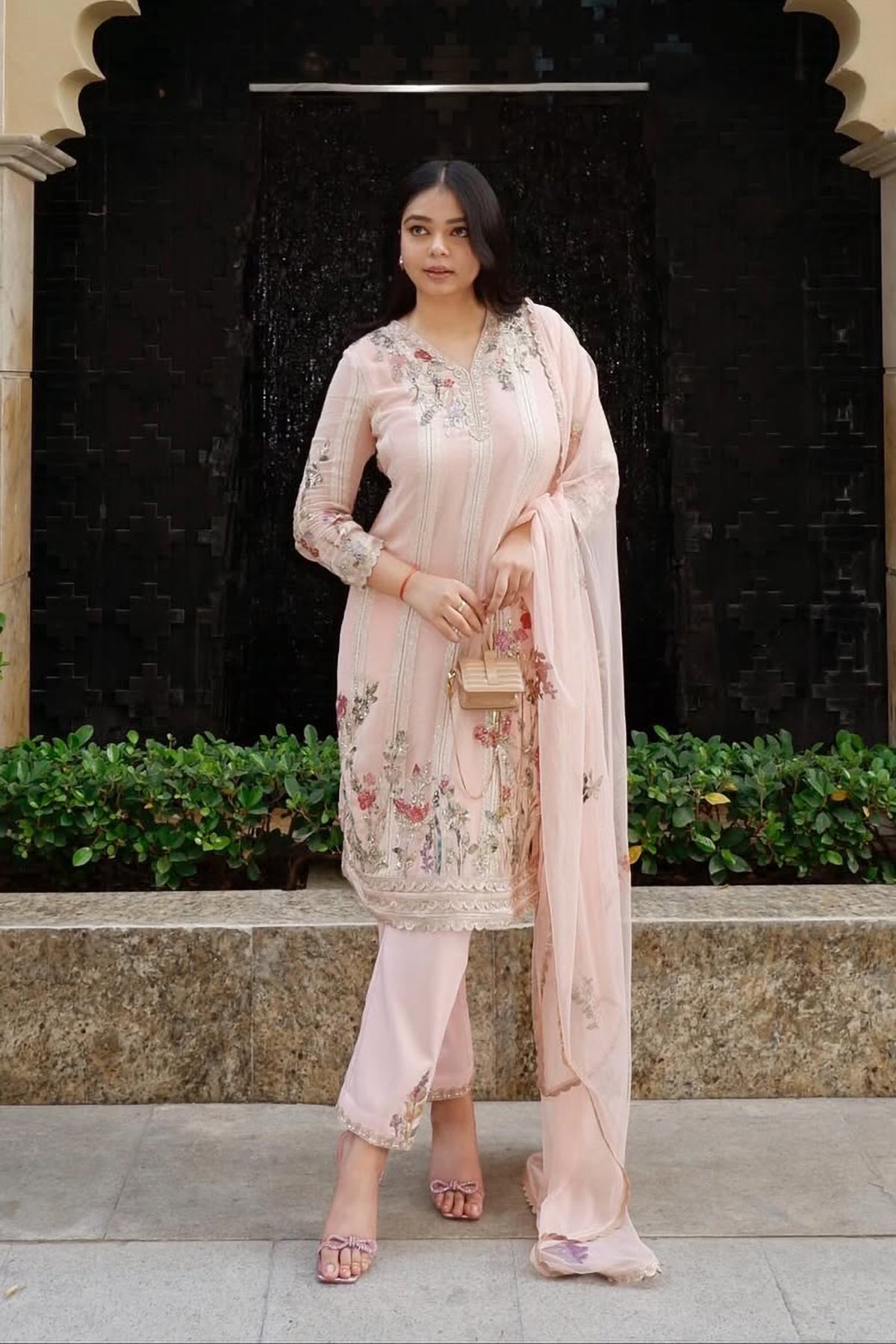 Ranna Gill Mason pink Bugla Lurex tunic set.