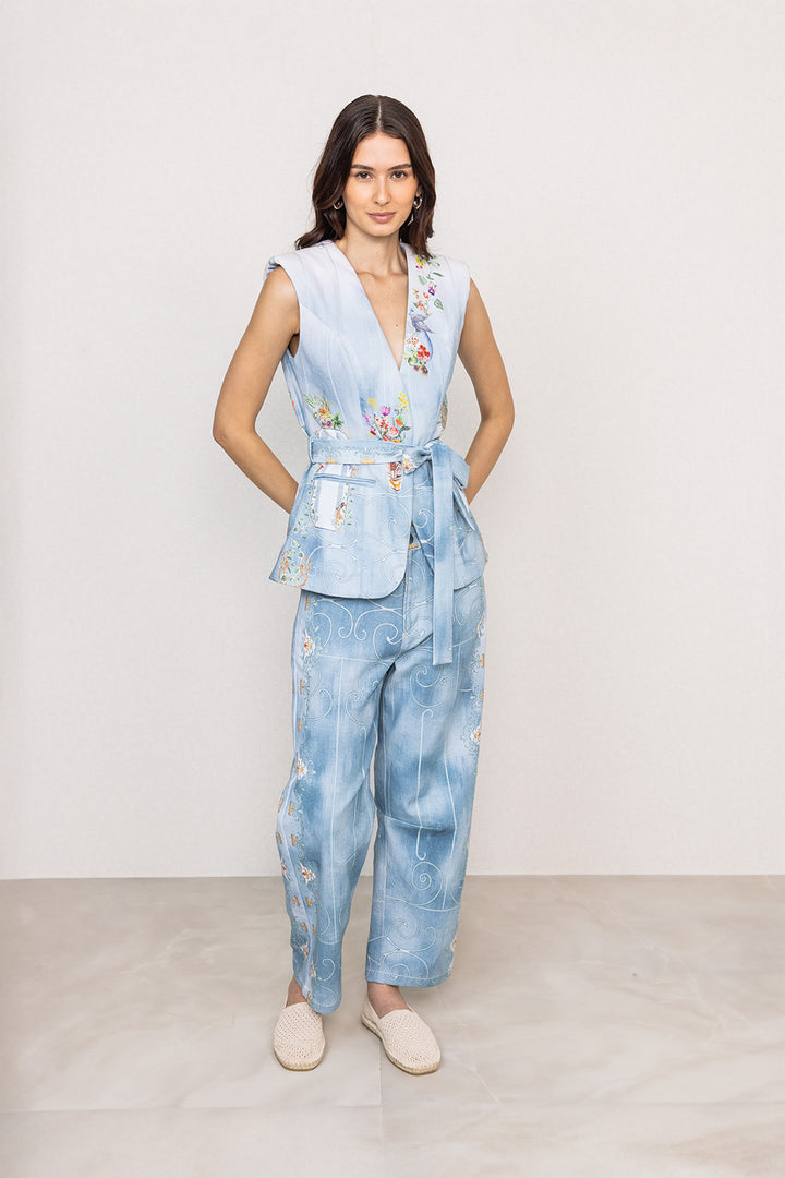 Rafia Belted Waist Coat