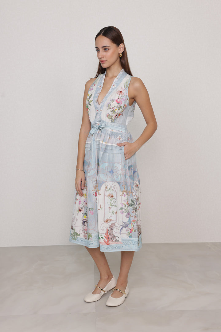 Nysa Pleated Halter Midi Dress
