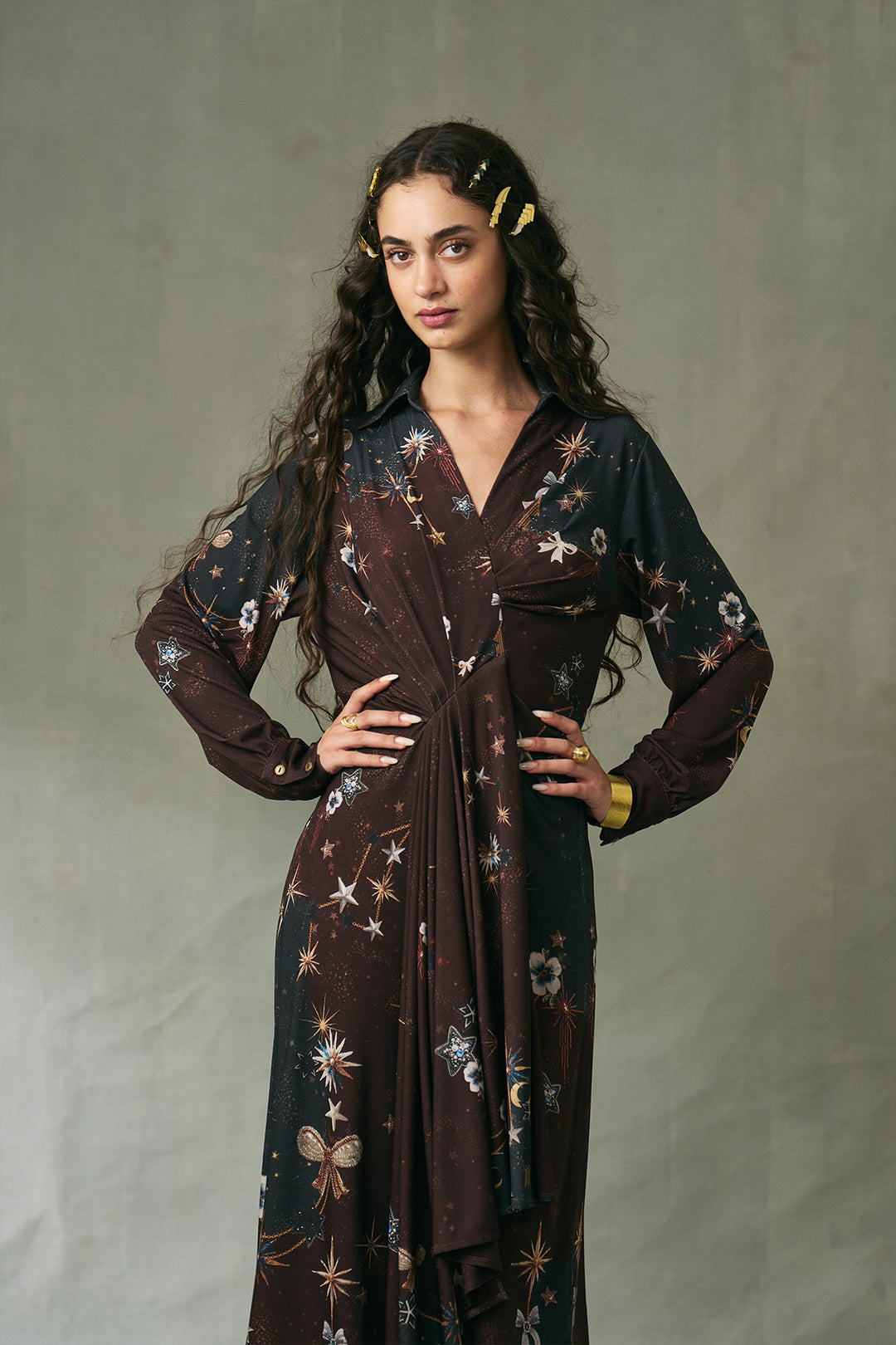 Astrielle Gathered MIDI Dress