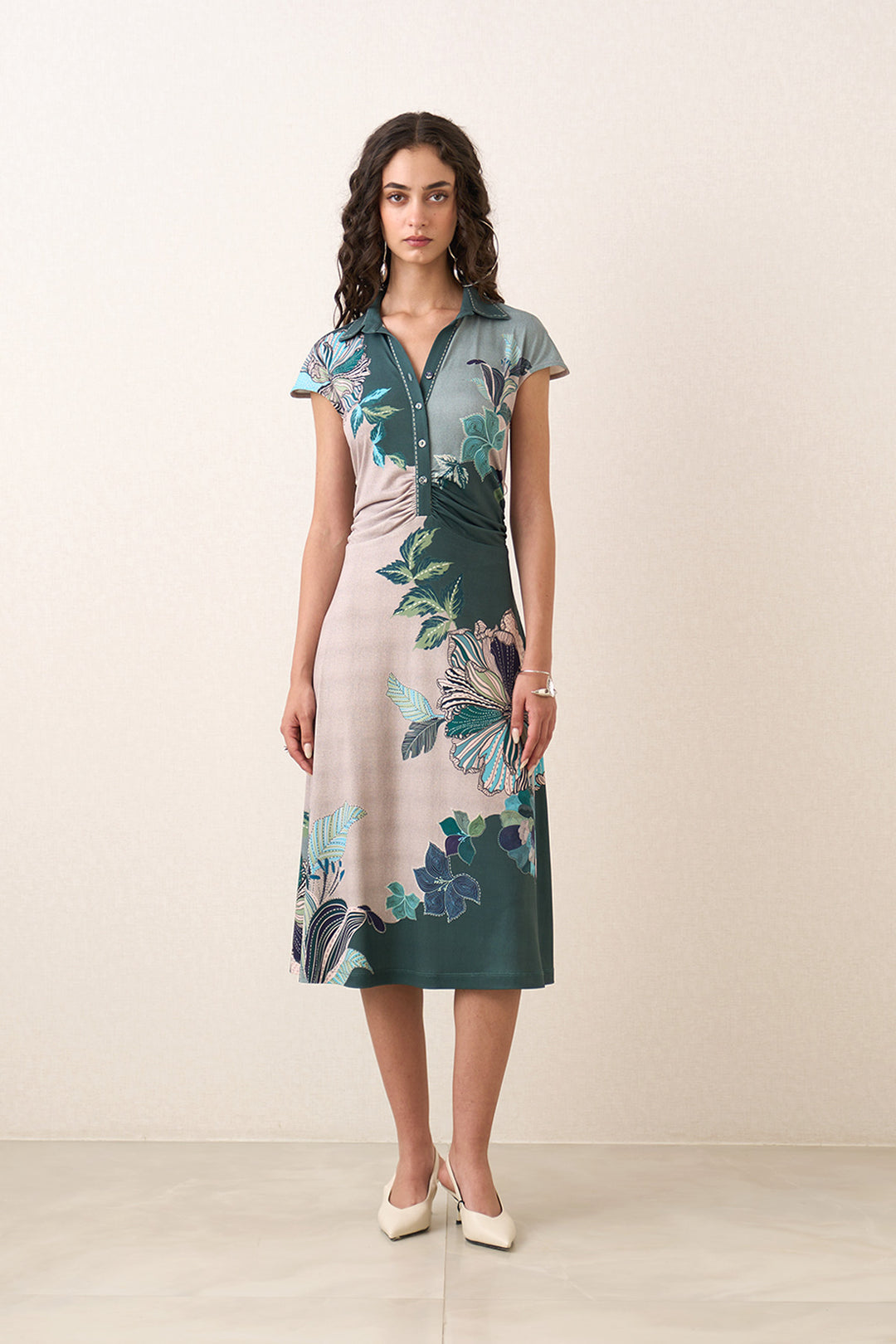 Nayara Waist Gather Midi Dress