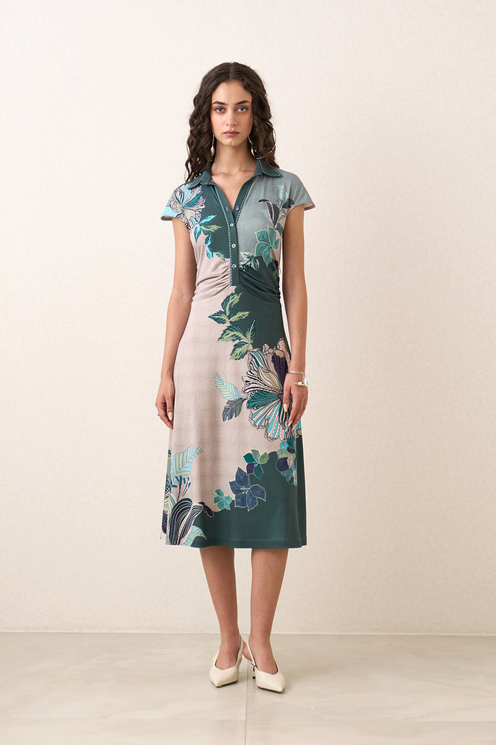 Nayara Waist Gather Midi Dress