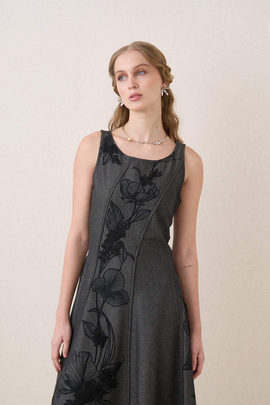 Caspia Boat Neck Panel Midi Dress