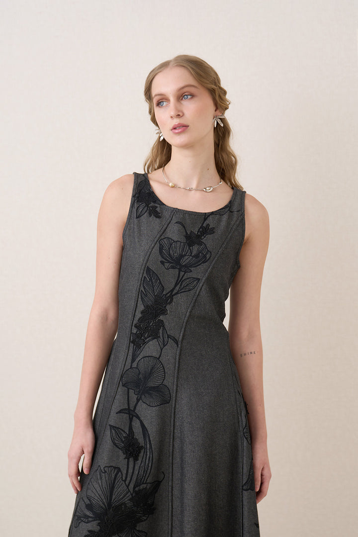 Caspia Boat Neck Panel Midi Dress