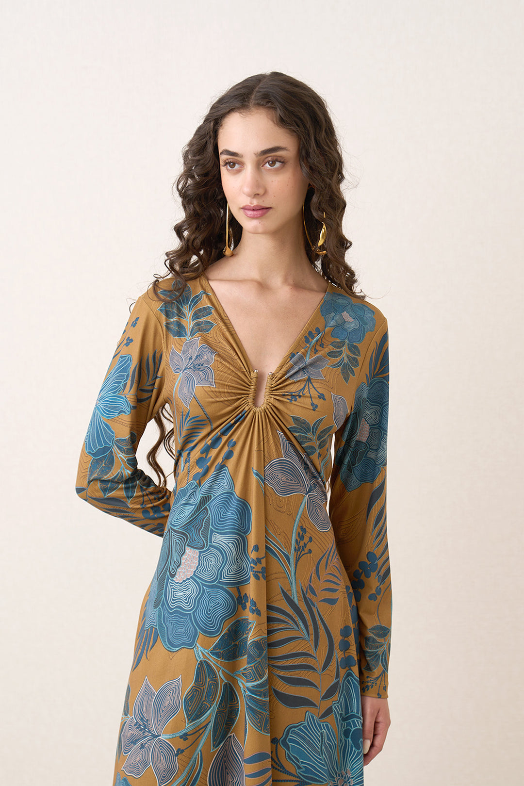 Yavira Gathered Midi Dress