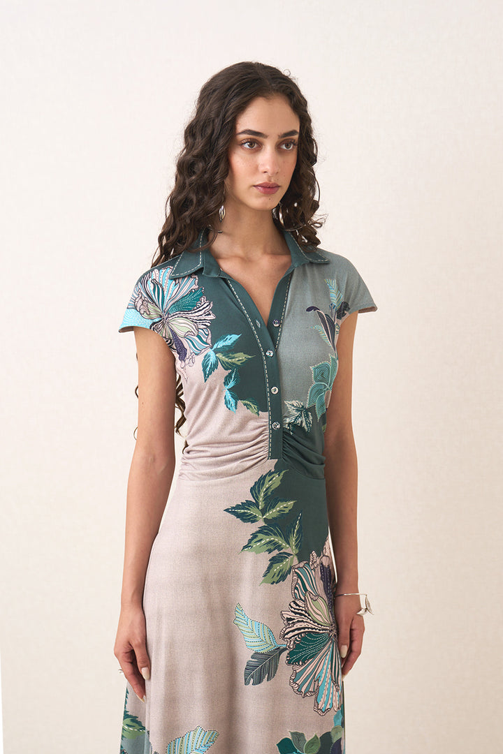 Nayara Waist Gather Midi Dress