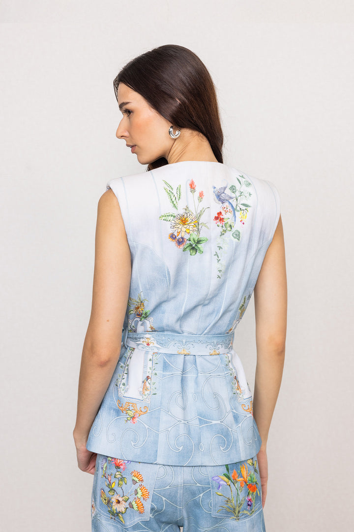 Rafia Belted Waist Coat