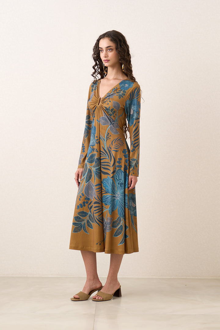 Yavira Gathered Midi Dress