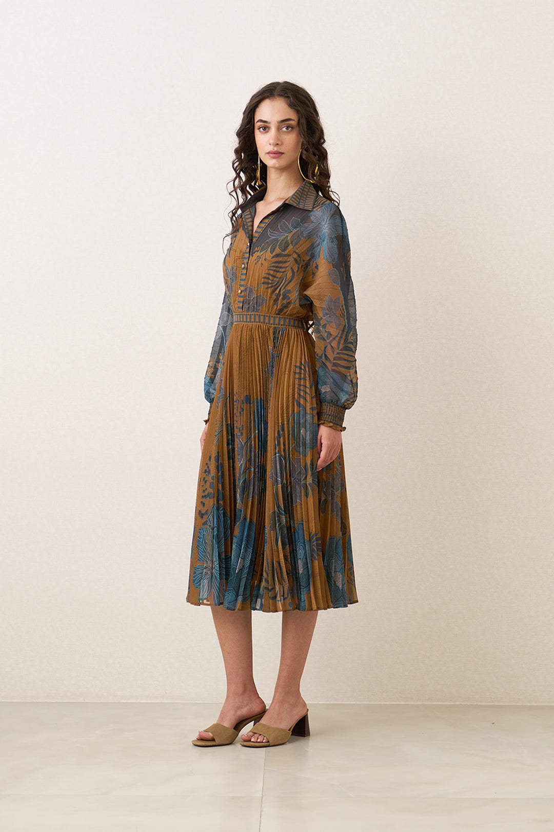 Cally Sleeved Pleated Dress