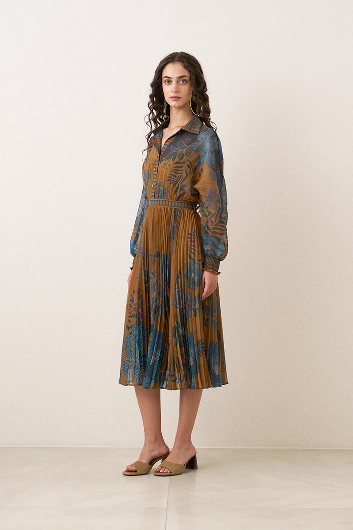 Cally Sleeved Pleated Dress