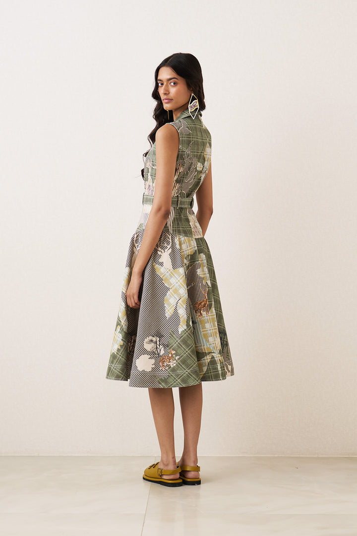 Bela Knotch Collar Tler Dress