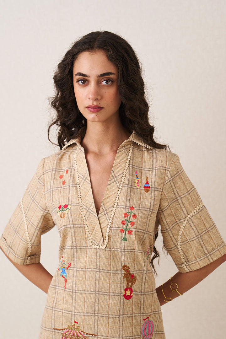 Olivia Collar Flared Dress