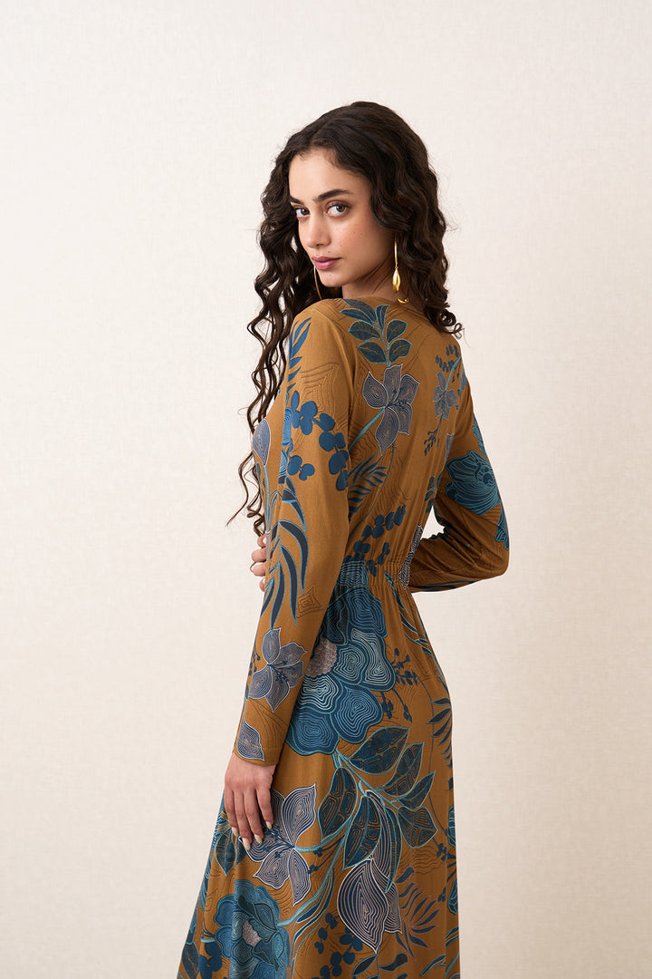 Yavira Gathered Midi Dress