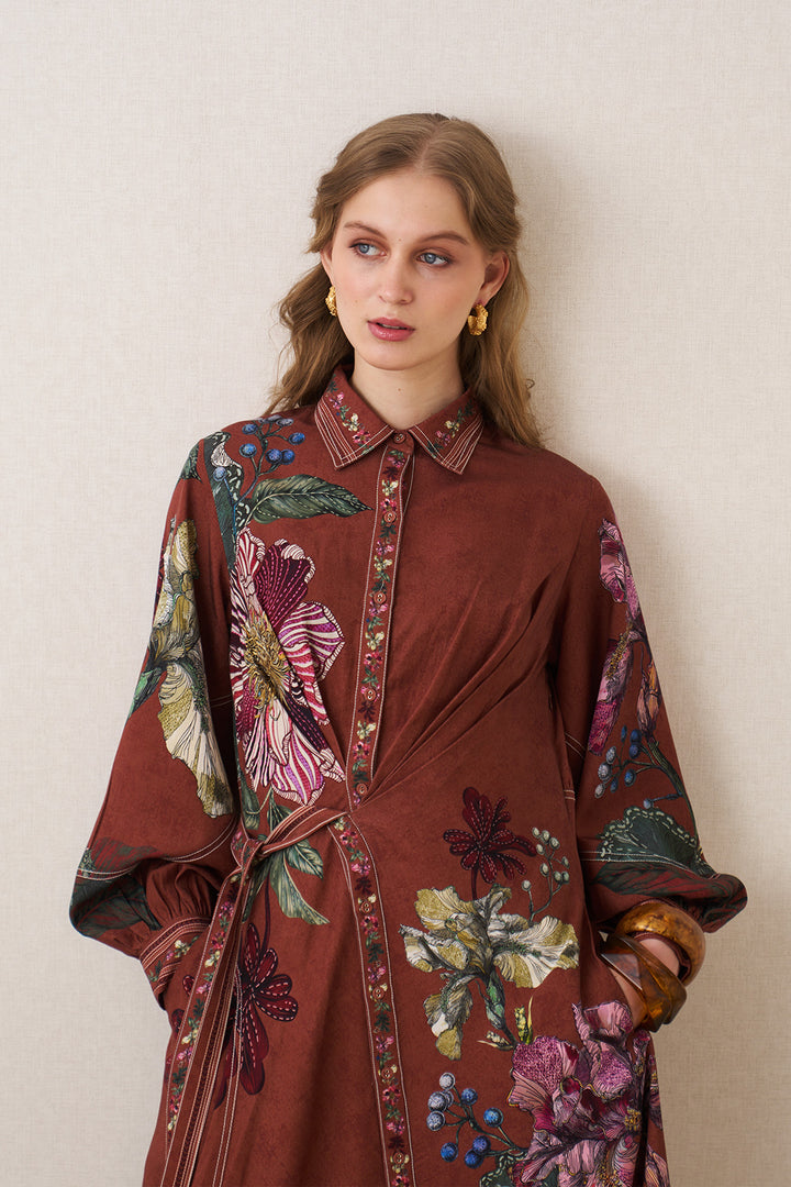 Hollis Wrap Tie Midi Dress