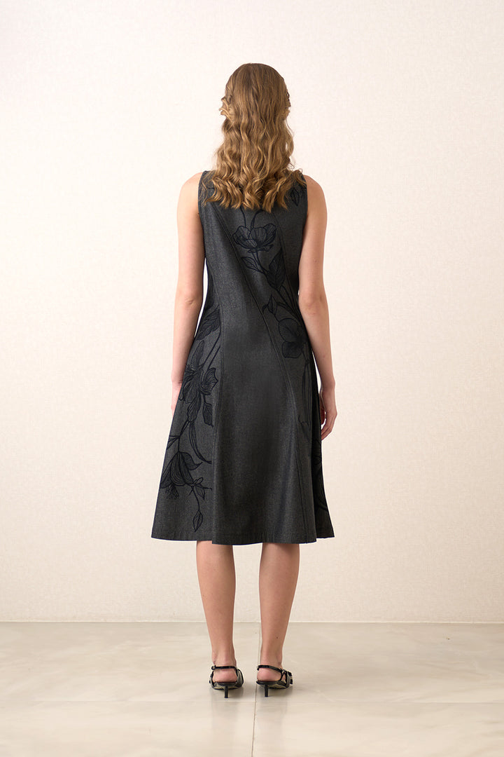Caspia Boat Neck Panel Midi Dress