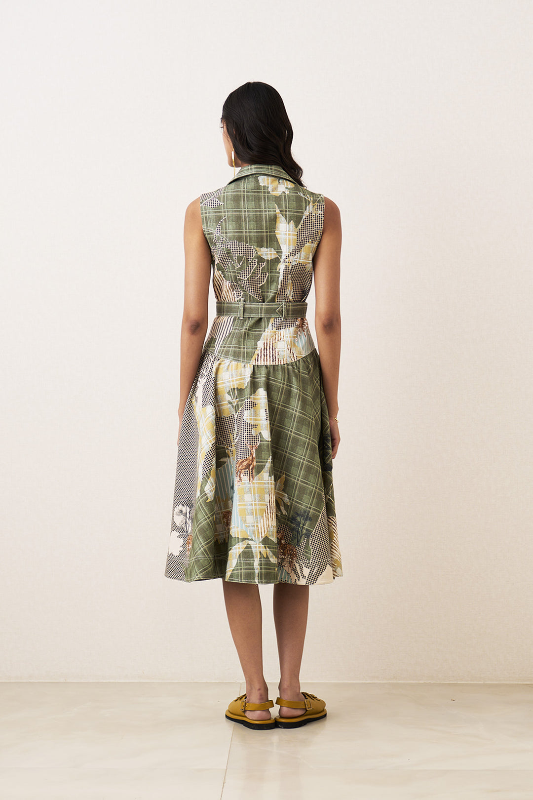 Bela Knotch Collar Tler Dress
