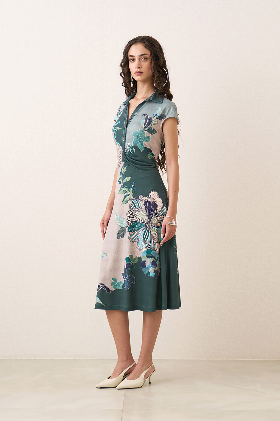 Nayara Waist Gather Midi Dress