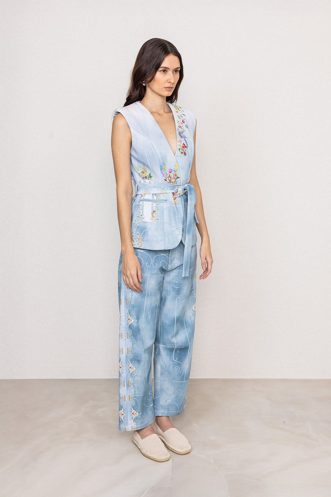 Rafia Belted Waist Coat