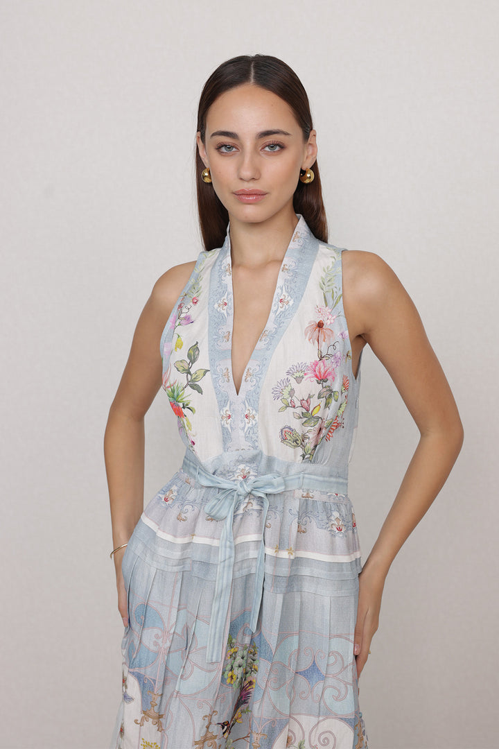 Nysa Pleated Halter Midi Dress