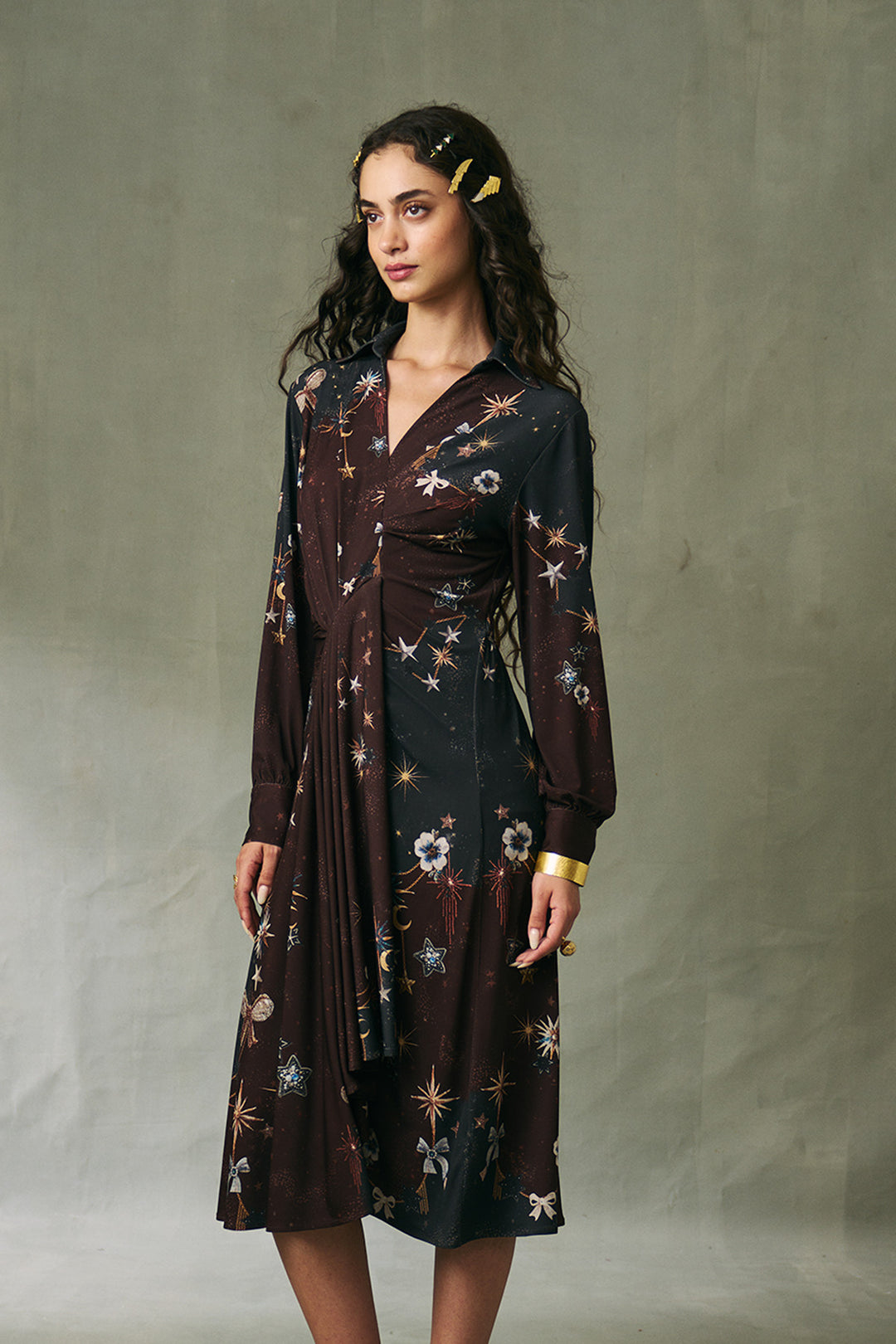 Astrielle Gathered MIDI Dress