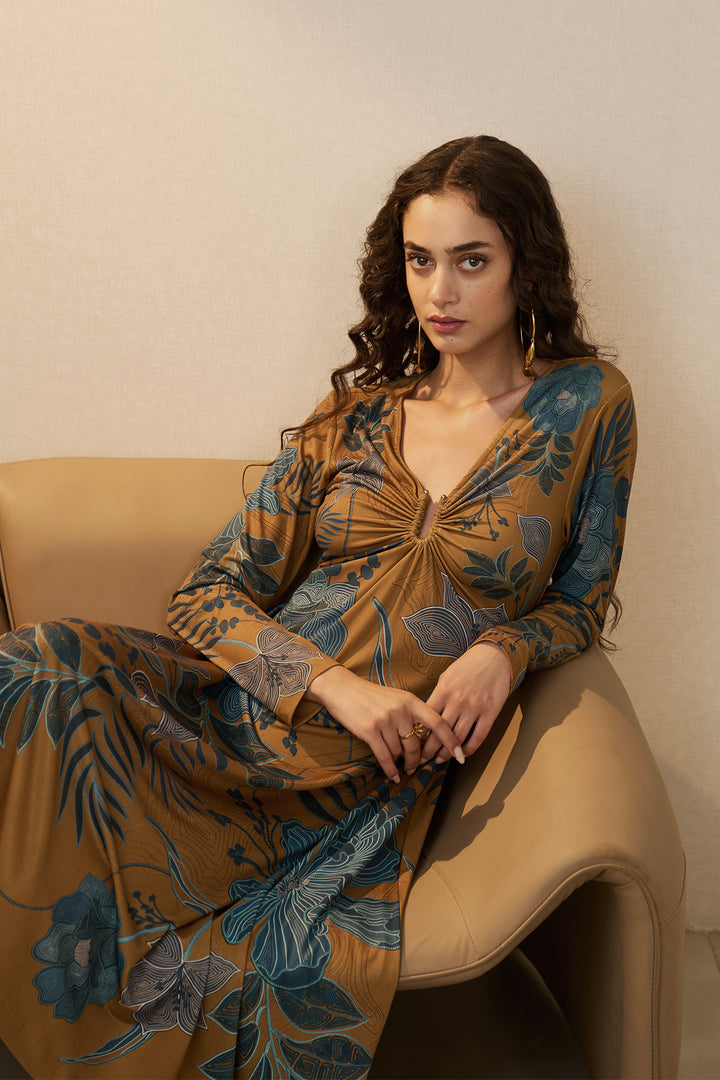 Yavira Gathered Midi Dress