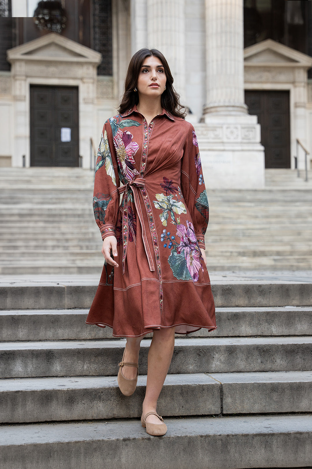 Hollis Wrap Tie Midi Dress
