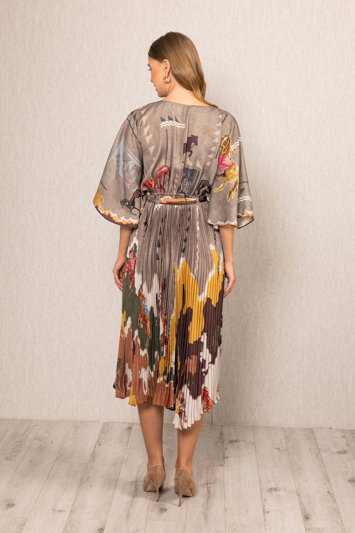 Vali Pleated Wrap Midi Dress