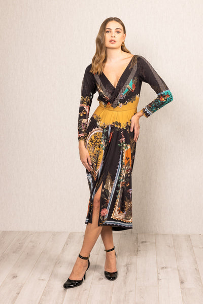 Flo Draped Overlap Midi Dress