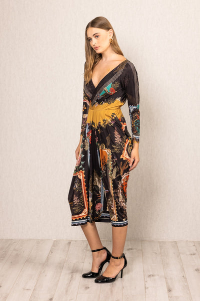 Flo Draped Overlap Midi Dress