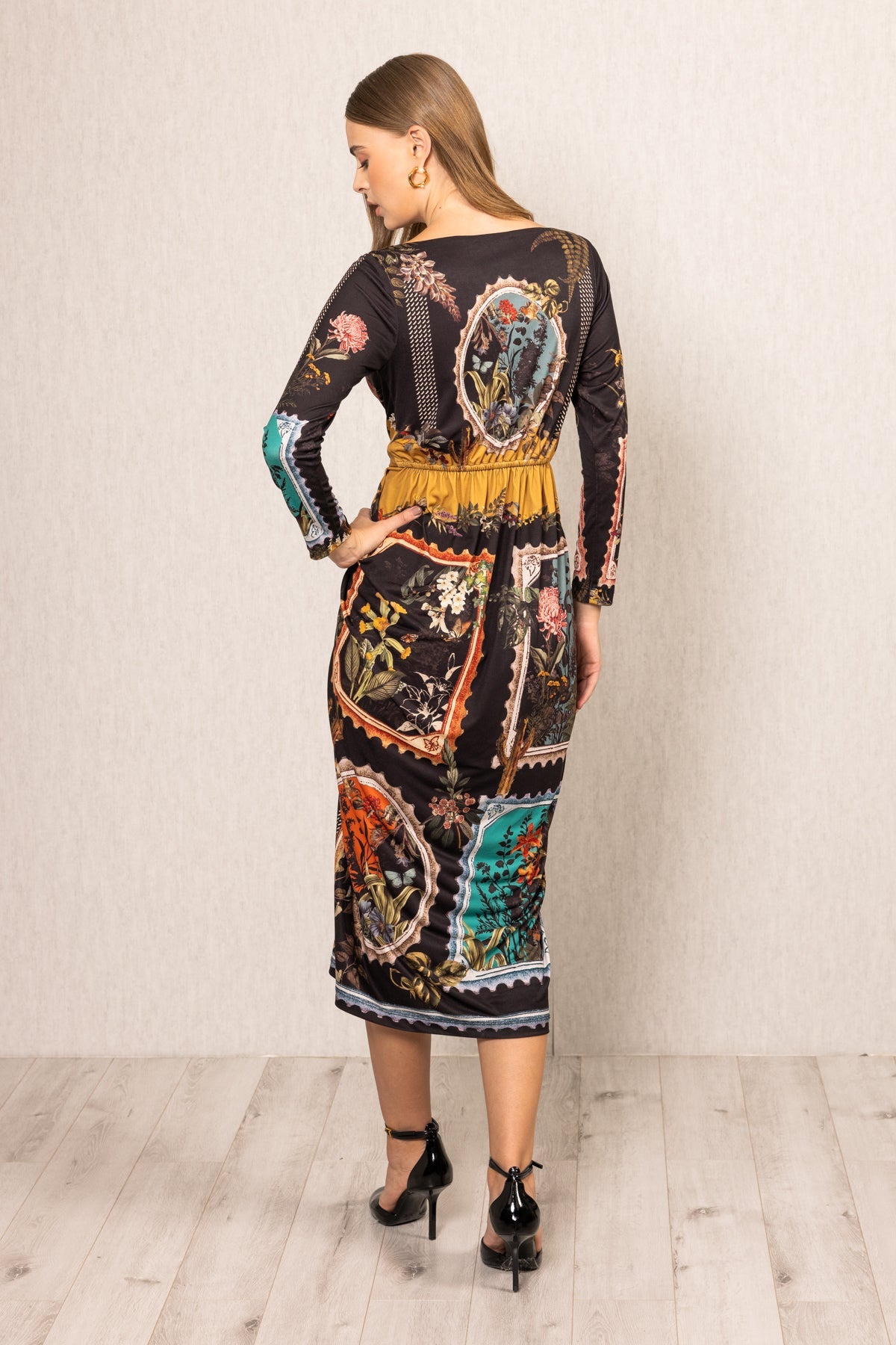 Flo Draped Overlap Midi Dress