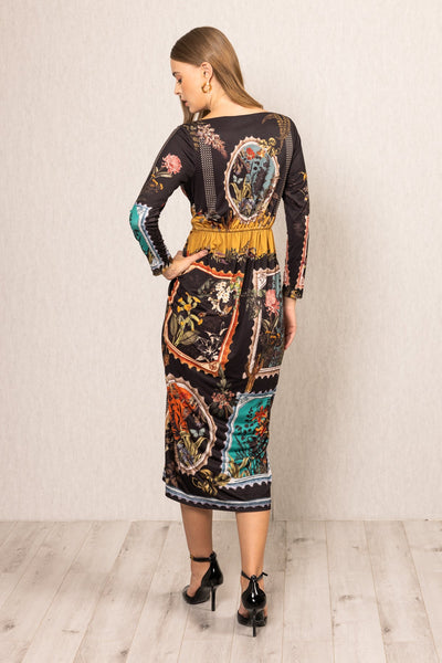 Flo Draped Overlap Midi Dress