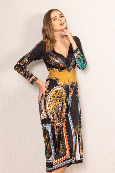 Flo Draped Overlap Midi Dress