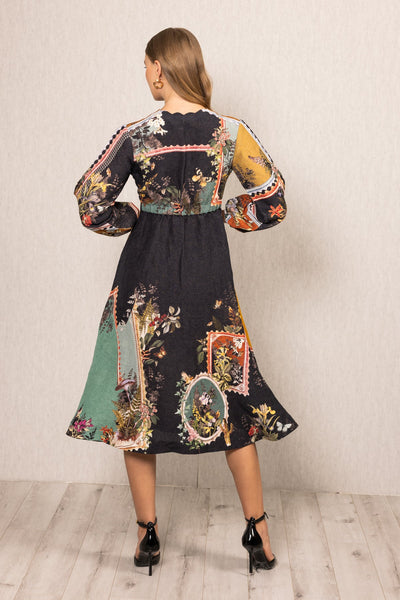 Novel Scallop Midi Dress