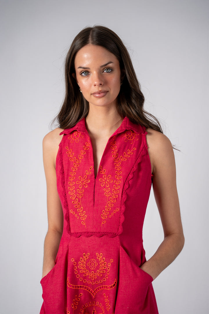 Delore Collared Halter Dress