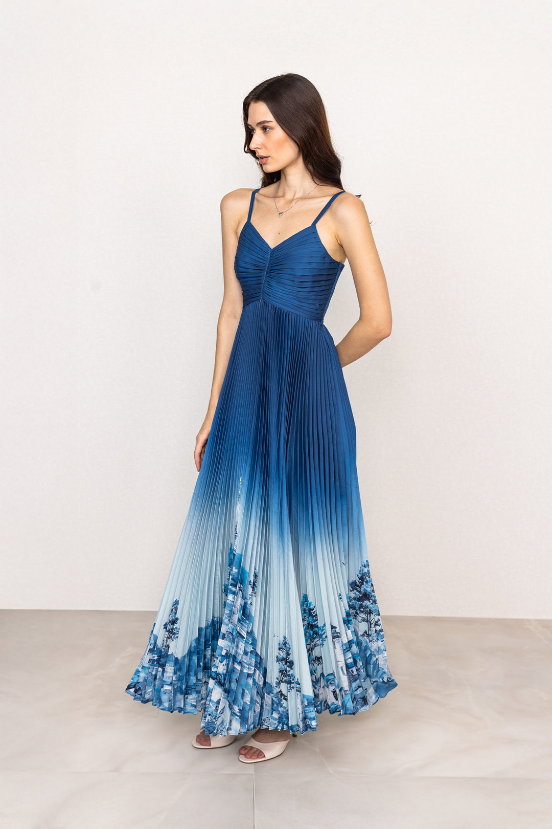 Comet Strap Pleated Maxi Dress