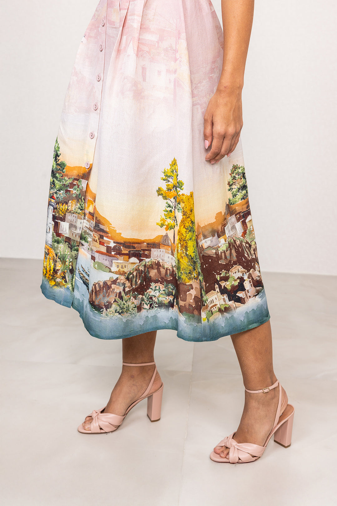 Via Knotch Collar Midi Dress
