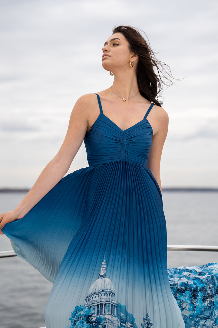 Comet Strap Pleated Maxi Dress