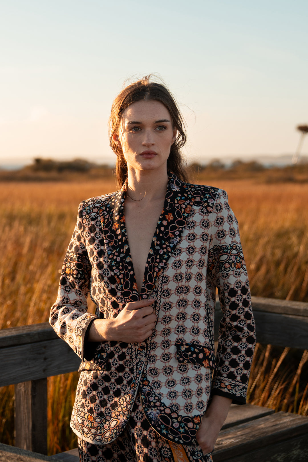 NOTCH PRINT LINING JACKET &PANTS