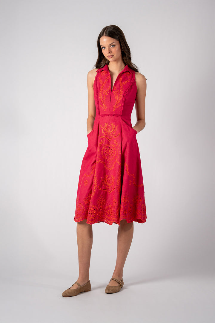 Delore Collared Halter Dress