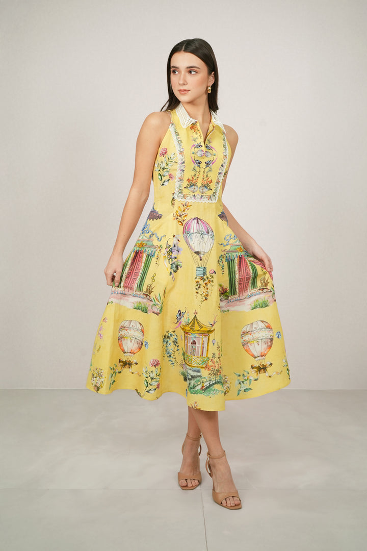 Cavira Collared Halter Midi Dress