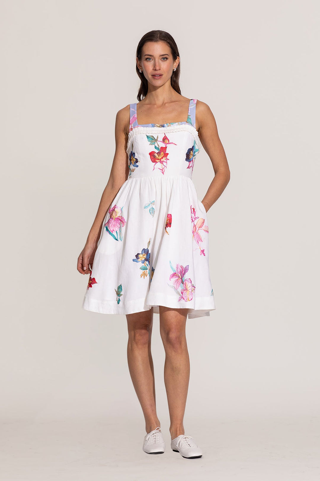Saffy Pleated Trim Mini Dress